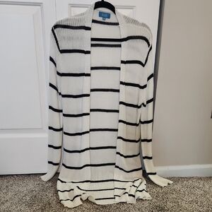 Black and White Striped Cardigan